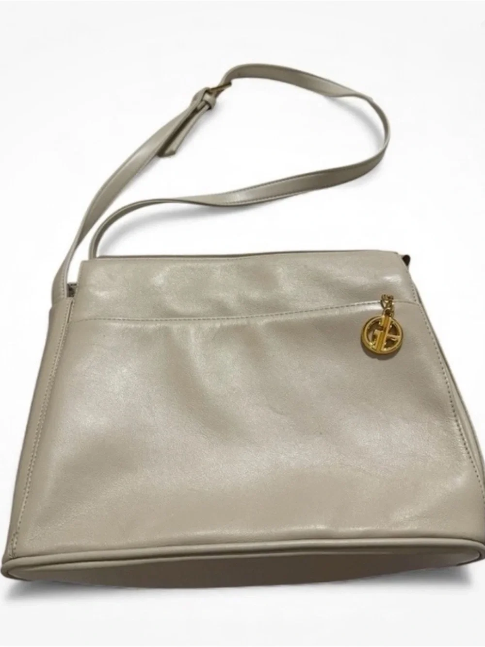 Gianni Bernini Cream Faux Leather Shoulder Bag